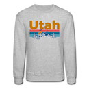 Utah Sweatshirt - Retro Mountain & Birds Utah Crewneck Sweatshirt - heather gray
