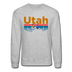 Utah Sweatshirt - Retro Mountain & Birds Utah Crewneck Sweatshirt - heather gray