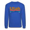 Utah Sweatshirt - Retro Mountain & Birds Utah Crewneck Sweatshirt - royal blue