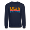 Utah Sweatshirt - Retro Mountain & Birds Utah Crewneck Sweatshirt - navy