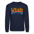 Utah Sweatshirt - Retro Mountain & Birds Utah Crewneck Sweatshirt - navy