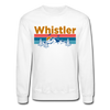 Whistler, Canada Sweatshirt - Retro Mountain & Birds Whistler Crewneck Sweatshirt - white