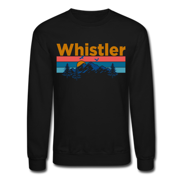 Whistler, Canada Sweatshirt - Retro Mountain & Birds Whistler Crewneck Sweatshirt - black