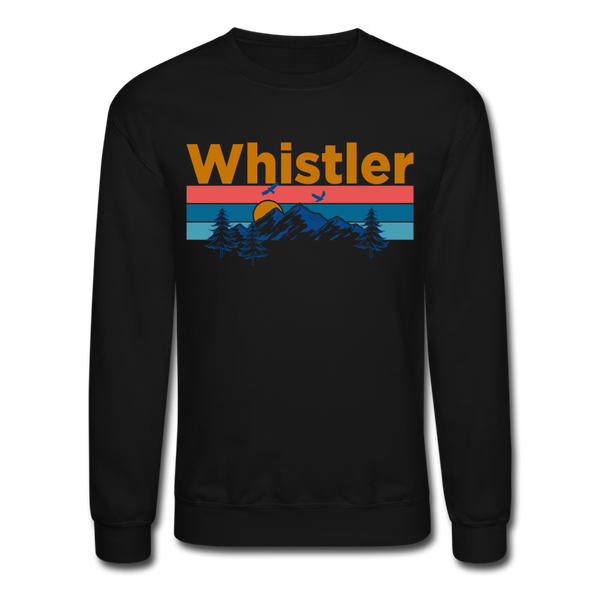 Whistler, Canada Sweatshirt - Retro Mountain & Birds Whistler Crewneck Sweatshirt - black