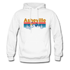 Asheville, North Carolina Hoodie - Retro Mountain & Birds Asheville Hooded Sweatshirt - white