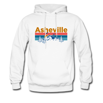 Asheville, North Carolina Hoodie - Retro Mountain & Birds Asheville Hooded Sweatshirt - white