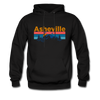 Asheville, North Carolina Hoodie - Retro Mountain & Birds Asheville Hooded Sweatshirt - black