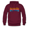 Asheville, North Carolina Hoodie - Retro Mountain & Birds Asheville Hooded Sweatshirt - burgundy