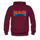 Asheville, North Carolina Hoodie - Retro Mountain & Birds Asheville Hooded Sweatshirt - burgundy