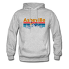 Asheville, North Carolina Hoodie - Retro Mountain & Birds Asheville Hooded Sweatshirt - heather gray