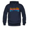 Asheville, North Carolina Hoodie - Retro Mountain & Birds Asheville Hooded Sweatshirt - navy
