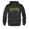Asheville, North Carolina Hoodie - Retro Mountain & Birds Asheville Hooded Sweatshirt - charcoal gray
