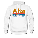 Alta, Utah Hoodie - Retro Mountain & Birds Alta Hooded Sweatshirt - white