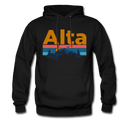 Alta, Utah Hoodie - Retro Mountain & Birds Alta Hooded Sweatshirt - black