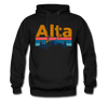 Alta, Utah Hoodie - Retro Mountain & Birds Alta Hooded Sweatshirt - black