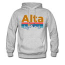 Alta, Utah Hoodie - Retro Mountain & Birds Alta Hooded Sweatshirt - heather gray