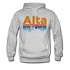 Alta, Utah Hoodie - Retro Mountain & Birds Alta Hooded Sweatshirt - heather gray