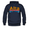 Alta, Utah Hoodie - Retro Mountain & Birds Alta Hooded Sweatshirt - navy