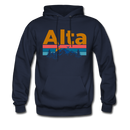Alta, Utah Hoodie - Retro Mountain & Birds Alta Hooded Sweatshirt - navy