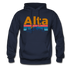 Alta, Utah Hoodie - Retro Mountain & Birds Alta Hooded Sweatshirt - navy