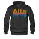 Alta, Utah Hoodie - Retro Mountain & Birds Alta Hooded Sweatshirt - charcoal gray