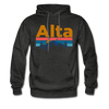 Alta, Utah Hoodie - Retro Mountain & Birds Alta Hooded Sweatshirt - charcoal gray