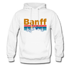 Banff, Canada Hoodie - Retro Mountain & Birds Banff Hooded Sweatshirt - white