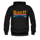 Banff, Canada Hoodie - Retro Mountain & Birds Banff Hooded Sweatshirt - black