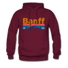 Banff, Canada Hoodie - Retro Mountain & Birds Banff Hooded Sweatshirt - burgundy