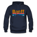 Banff, Canada Hoodie - Retro Mountain & Birds Banff Hooded Sweatshirt - navy