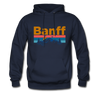 Banff, Canada Hoodie - Retro Mountain & Birds Banff Hooded Sweatshirt - navy