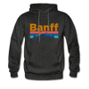 Banff, Canada Hoodie - Retro Mountain & Birds Banff Hooded Sweatshirt - charcoal gray