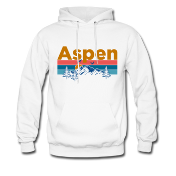 Aspen, Colorado Hoodie - Retro Mountain & Birds Aspen Hooded Sweatshirt - white