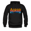 Aspen, Colorado Hoodie - Retro Mountain & Birds Aspen Hooded Sweatshirt - black