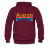 Aspen, Colorado Hoodie - Retro Mountain & Birds Aspen Hooded Sweatshirt - burgundy