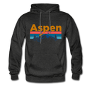 Aspen, Colorado Hoodie - Retro Mountain & Birds Aspen Hooded Sweatshirt - charcoal gray