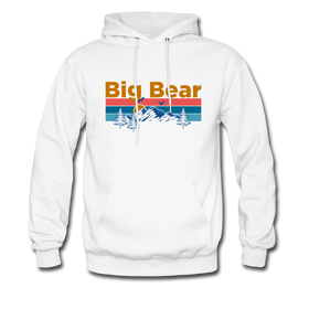 Big Bear, California Hoodie - Retro Mountain & Birds Big Bear Hooded Sweatshirt - white