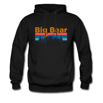 Big Bear, California Hoodie - Retro Mountain & Birds Big Bear Hooded Sweatshirt - black