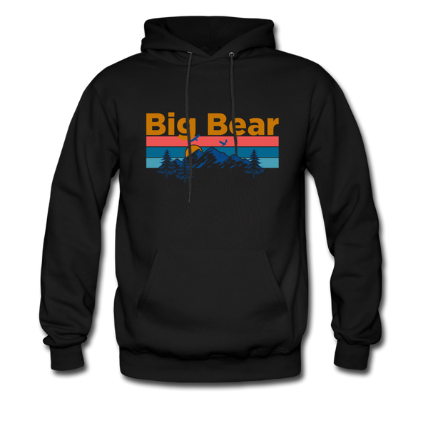 Big Bear, California Hoodie - Retro Mountain & Birds Big Bear Hooded Sweatshirt - black