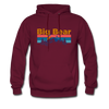 Big Bear, California Hoodie - Retro Mountain & Birds Big Bear Hooded Sweatshirt - burgundy