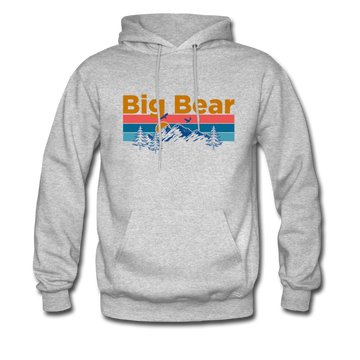 Big Bear, California Hoodie - Retro Mountain & Birds Big Bear Hooded Sweatshirt - heather gray