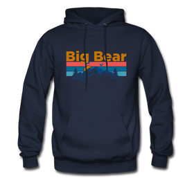 Big Bear, California Hoodie - Retro Mountain & Birds Big Bear Hooded Sweatshirt - navy