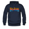 Big Bear, California Hoodie - Retro Mountain & Birds Big Bear Hooded Sweatshirt - navy