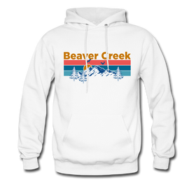 Beaver Creek, Colorado Hoodie - Retro Mountain & Birds Beaver Creek Hooded Sweatshirt - white