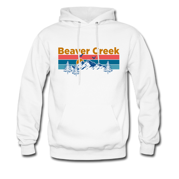 Beaver Creek, Colorado Hoodie - Retro Mountain & Birds Beaver Creek Hooded Sweatshirt - white