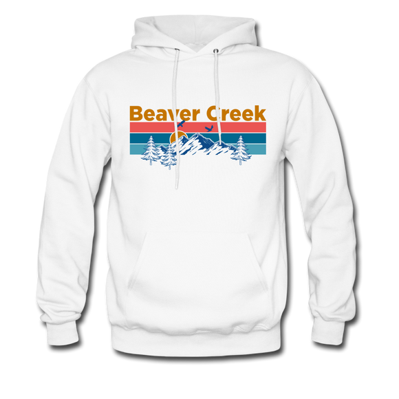 Beaver Creek, Colorado Hoodie - Retro Mountain & Birds Beaver Creek Hooded Sweatshirt - white