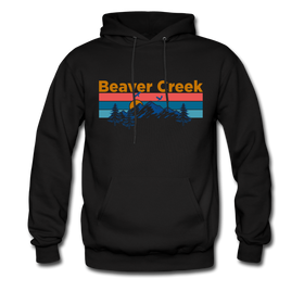 Beaver Creek, Colorado Hoodie - Retro Mountain & Birds Beaver Creek Hooded Sweatshirt - black