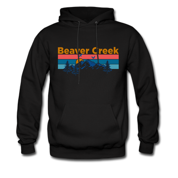 Beaver Creek, Colorado Hoodie - Retro Mountain & Birds Beaver Creek Hooded Sweatshirt - black