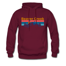 Beaver Creek, Colorado Hoodie - Retro Mountain & Birds Beaver Creek Hooded Sweatshirt - burgundy