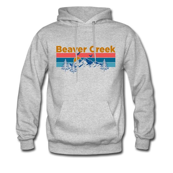 Beaver Creek, Colorado Hoodie - Retro Mountain & Birds Beaver Creek Hooded Sweatshirt - heather gray